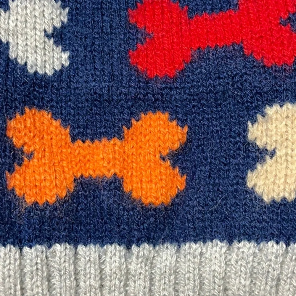 Colorful Knit Dog Sweater with Bone Pattern